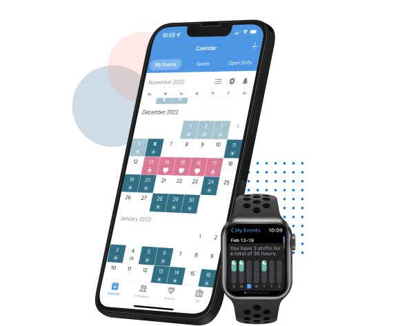 iphone and apple watch with NurseGrid software displayed - HealthStream